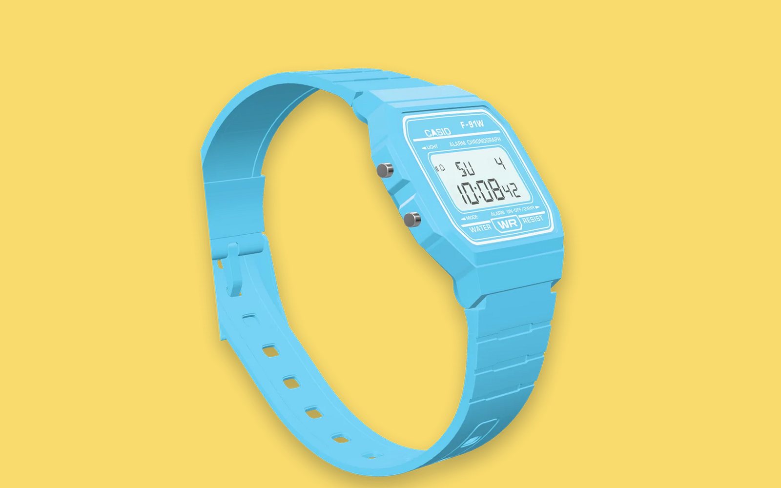 Casio F-91WC-2 Sky Blue resin watch