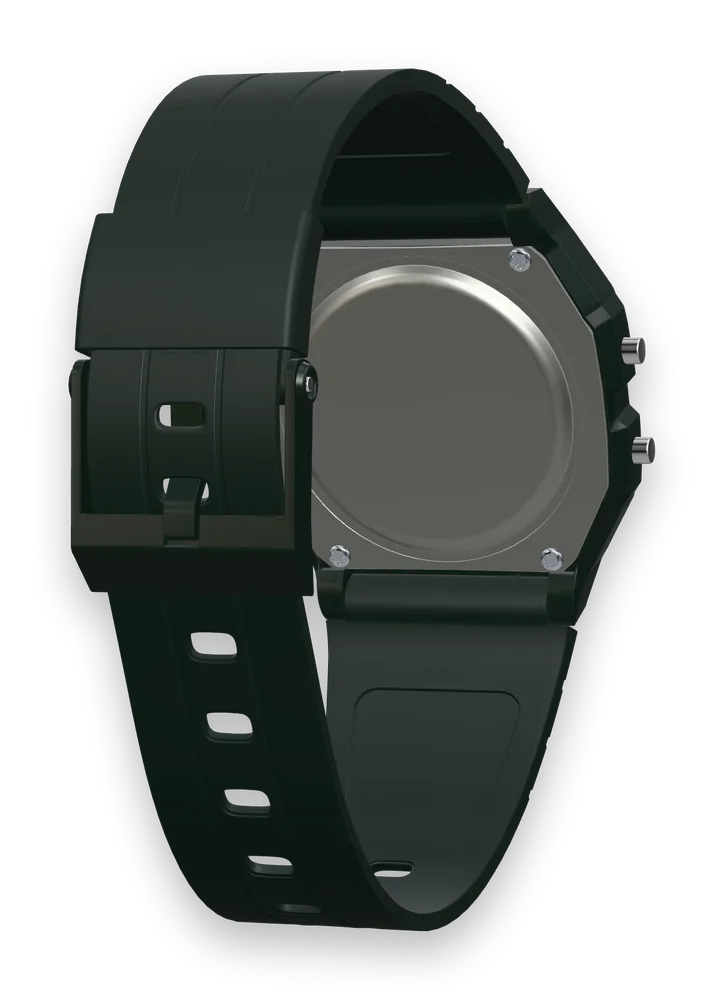 Casio F-91W-3 Deep Forest, stainless steel case back