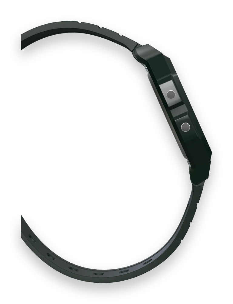 Casio F-91W-3 Deep Forest, side profile, 8.5 mm thin