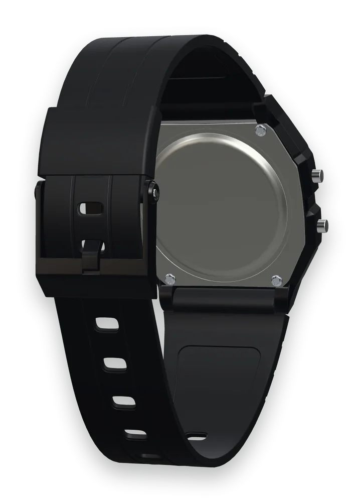 Casio F-91WB-1 Stealth Black, stainless steel case back