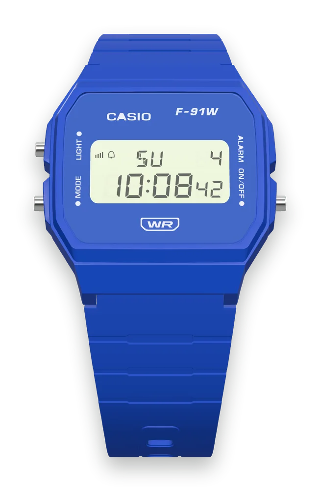 Casio F-91WB-2 Navy Blue, front view