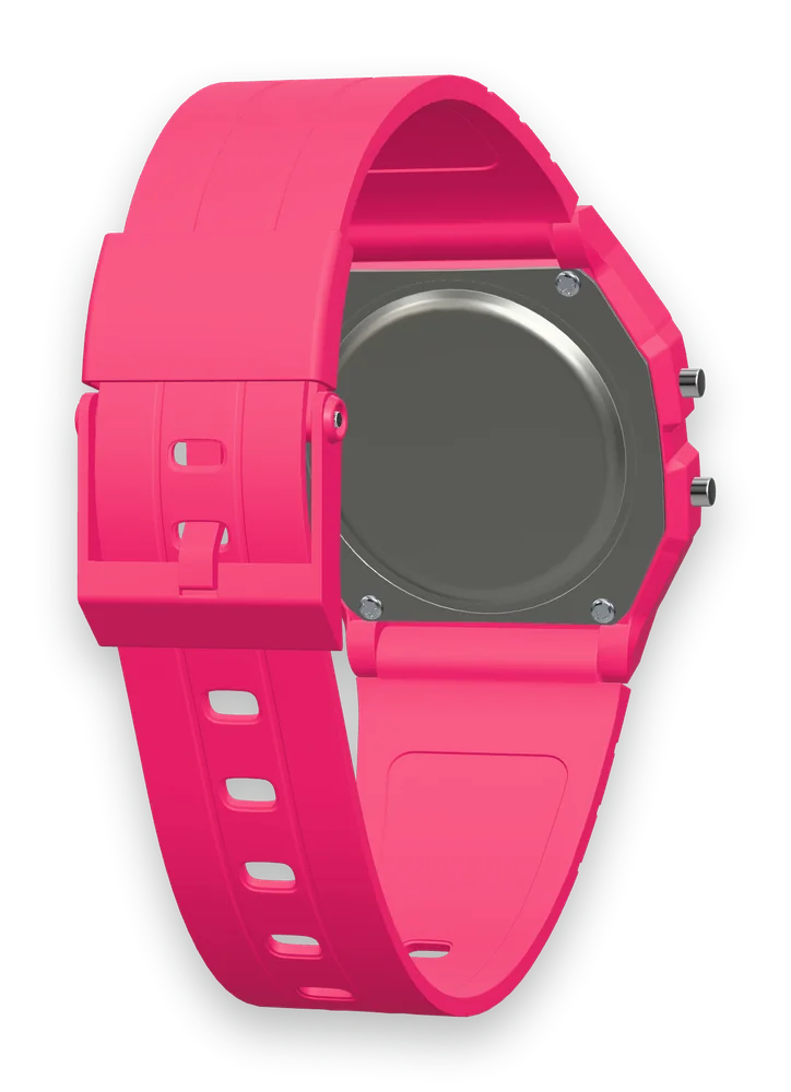 Casio F-91WC-4 Hot Pink, stainless steel case back