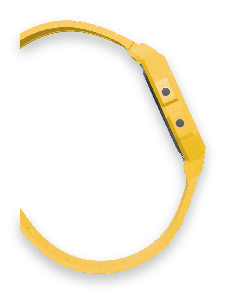 Casio F-91WC-9 Sunflower, side profile, 8.5 mm thin