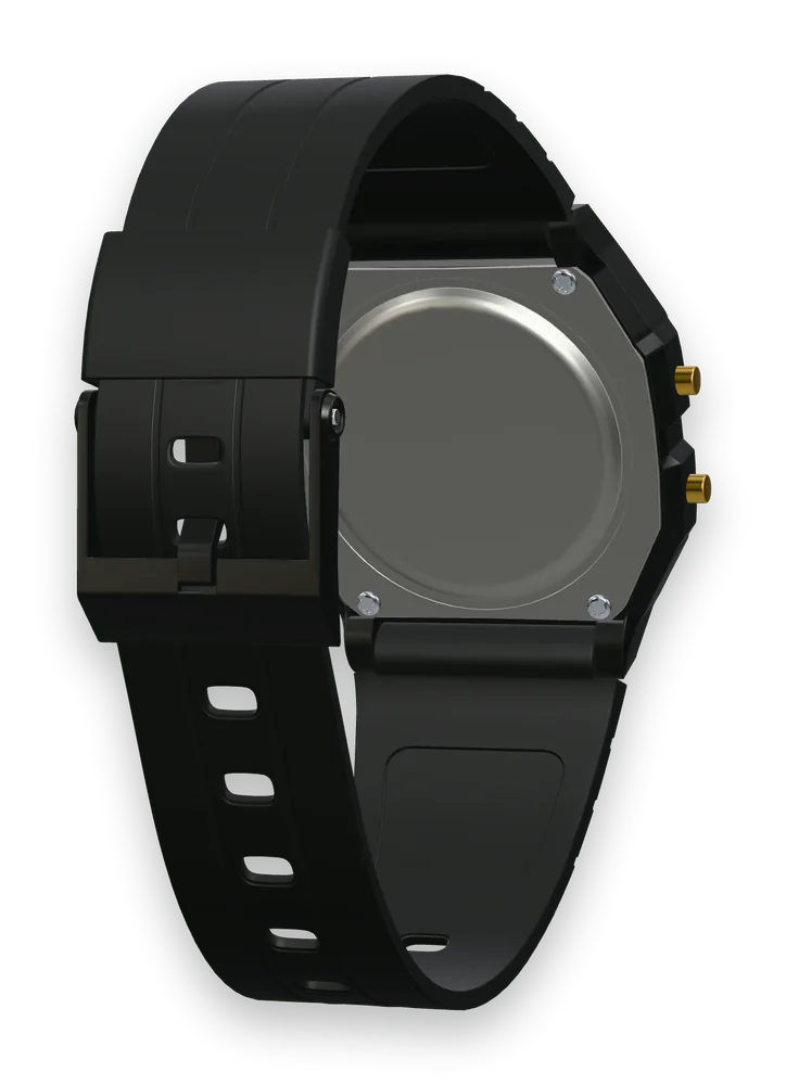 Casio F-91WG-9 Black & Gold, stainless steel case back