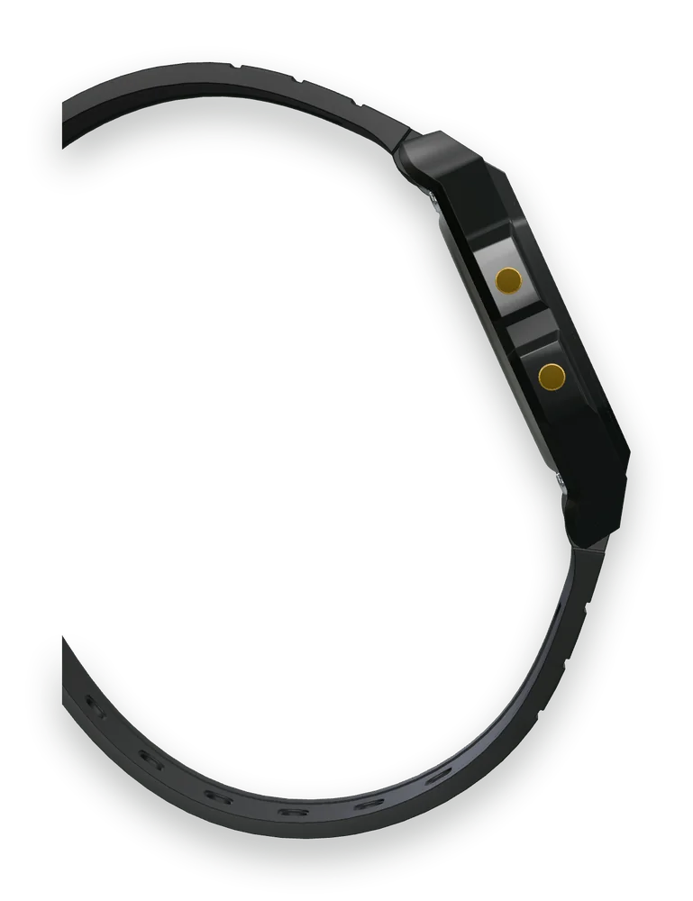 Casio F-91WG-9 Black & Gold, side profile, 8.5 mm thin